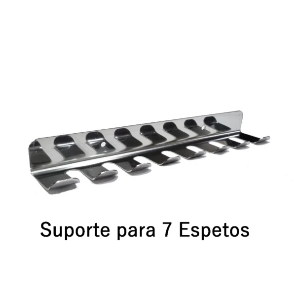Suporte de Parede Para 7 Espetos em Aço Inox Churrasco Churrasqueira